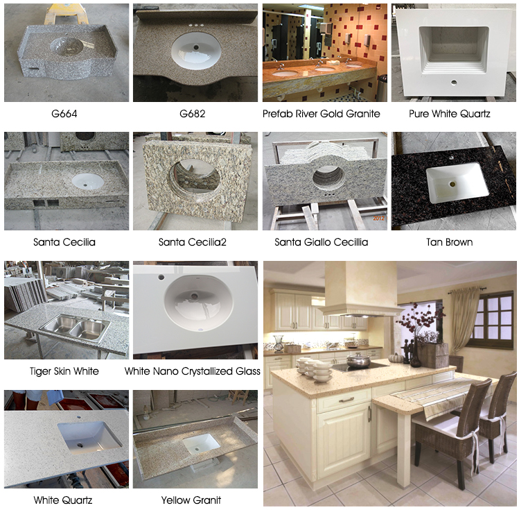 Customize Polished G687 Granite Kitchen Countertops / Worktops For Residence