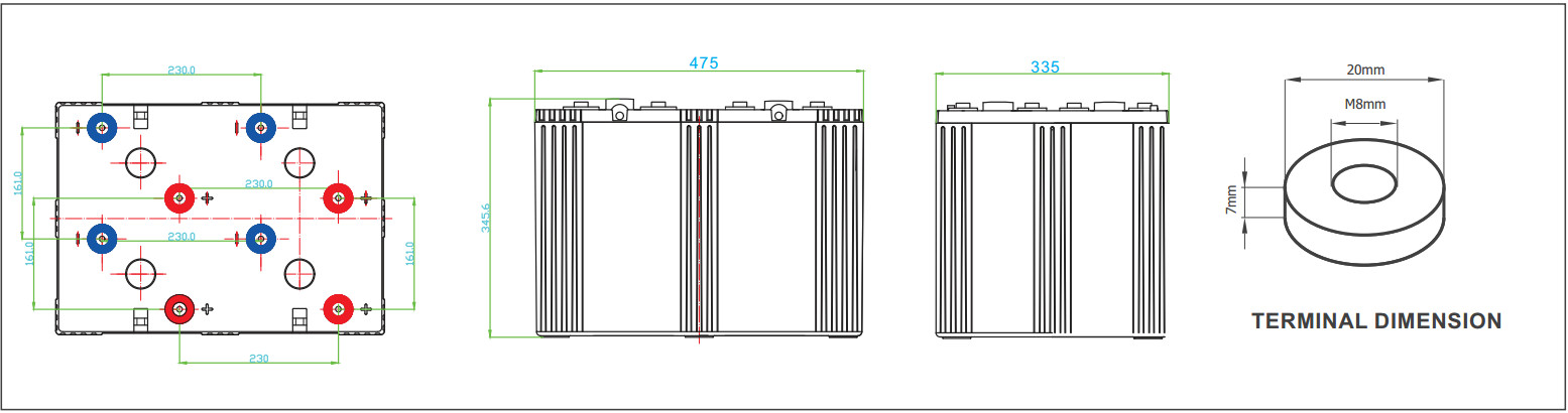 Gel Battery Electric Storage System 2000AH Long Cycle Life Low Self Discharge