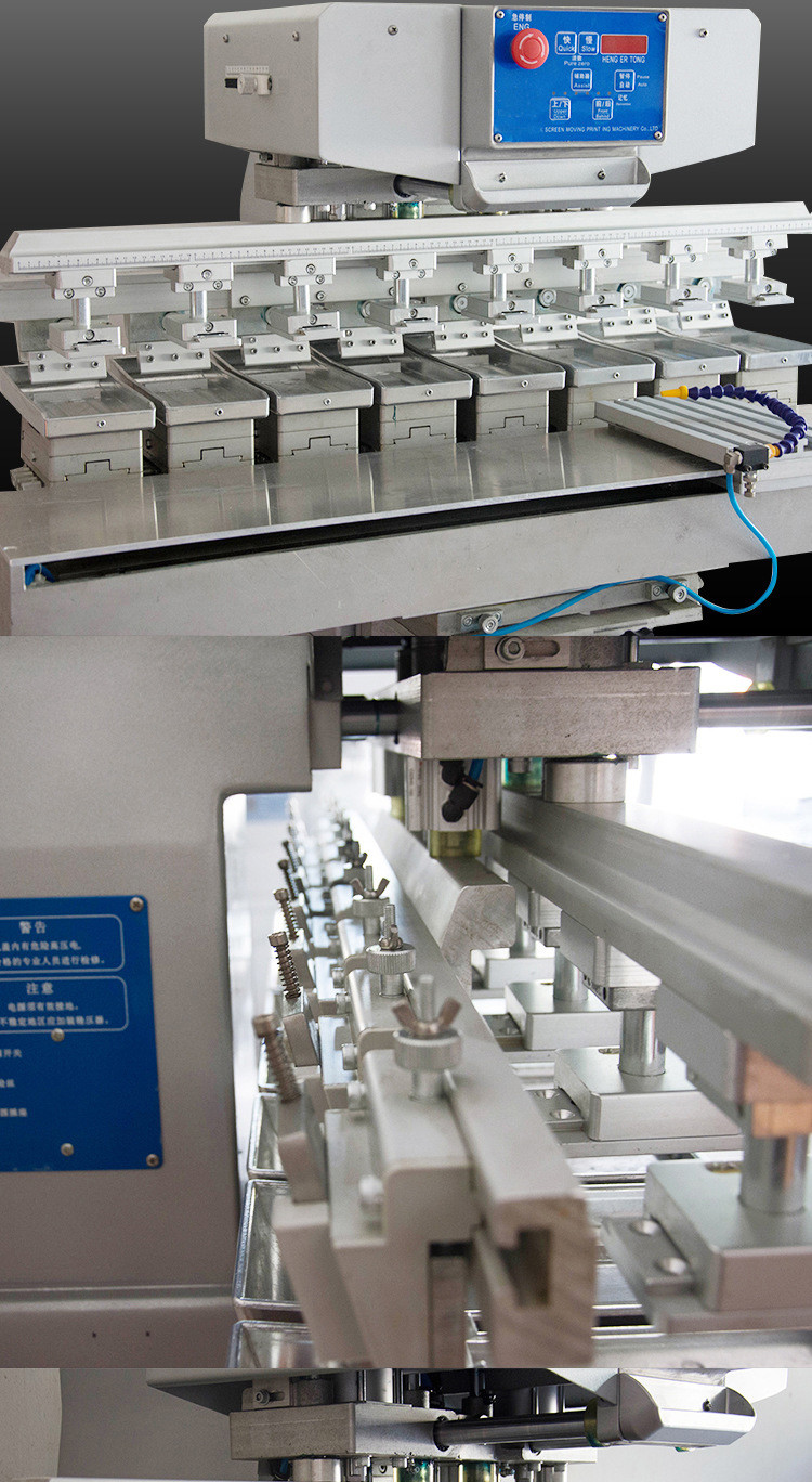 8 Color 1000pcs/hr Pad Printer Machine 8 Heads with Shuttle table
