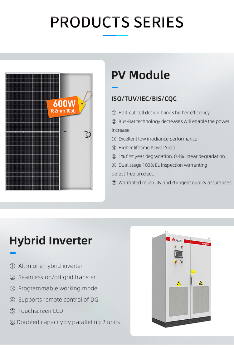 Industrial Hybrid Energy Storage System 100KW 120KW Solar Power System