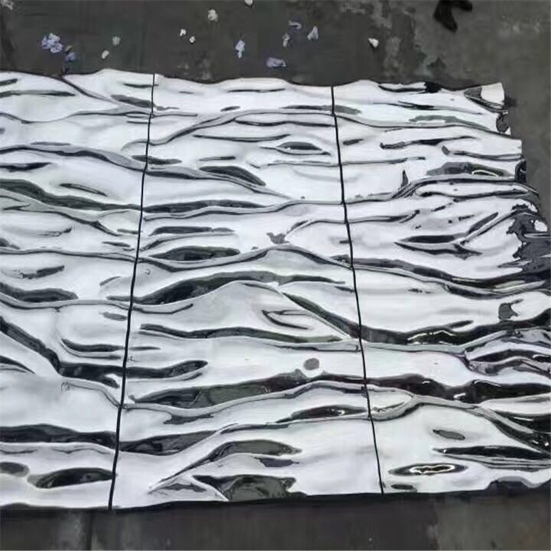 Reflecting irregular wavy metallic panels hammered stainless steel sheet mirror finish