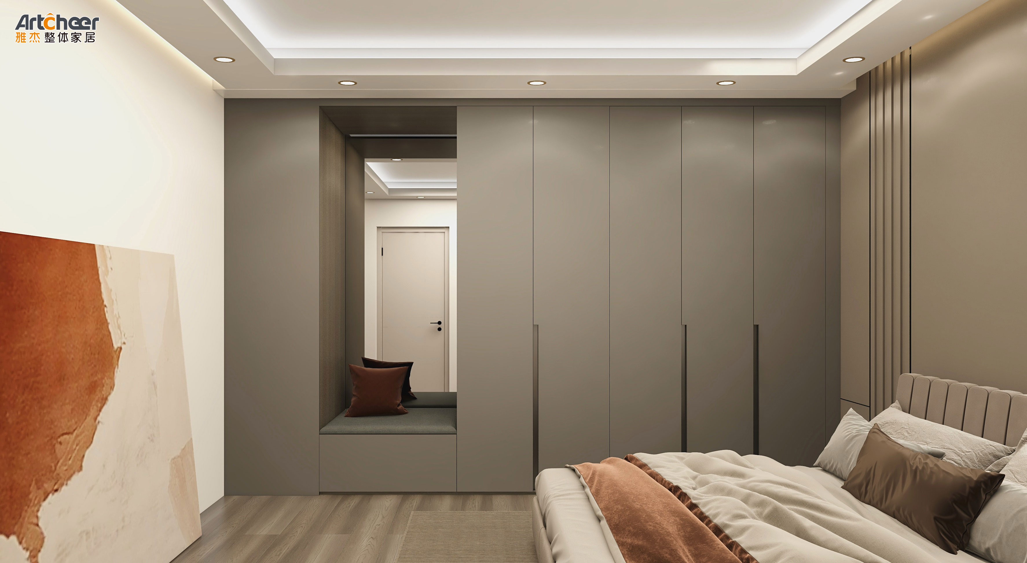 Modern Minimalist Wooden Bedroom Hinge Door Wardrobe High End Nordic Style 2 Door Wardrobe