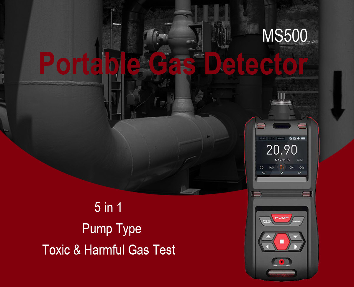 Ms500 Portable Multi Gas Detector Universal 5 In 1 Hand Held For Coal Mines