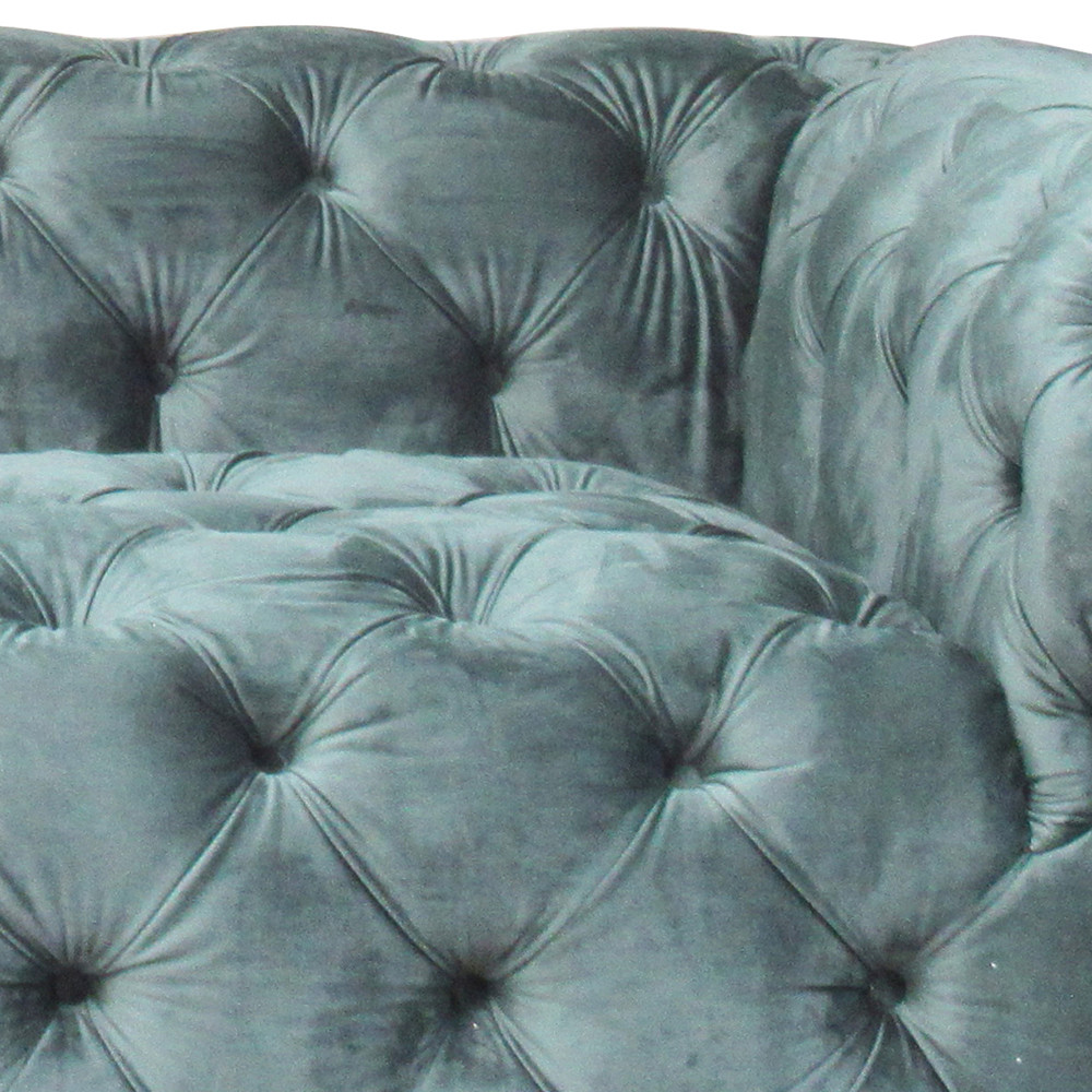 190cm Length dark green Living Room Velvet Fabric Button Tufted Sofa