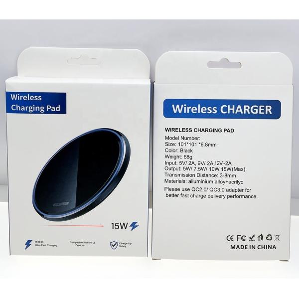 Custom Logo Portable 15W Sublimation Magnetic Wireless Phone Charger With Printable Glass Insert