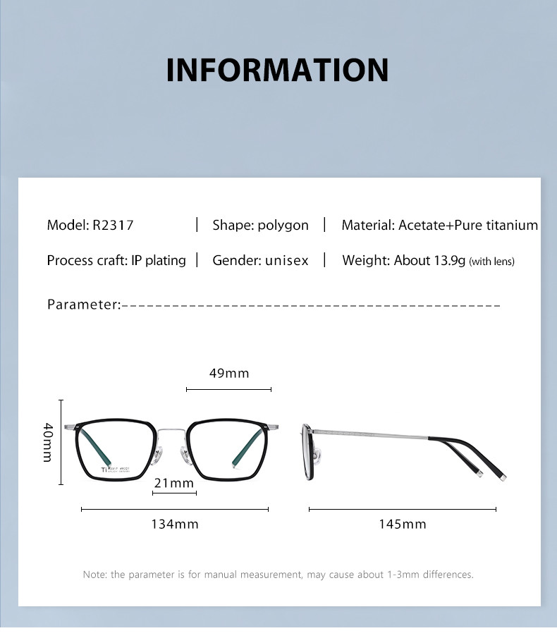 AC Lens Acetate Titanium Glasses Metal Simplicity For Men