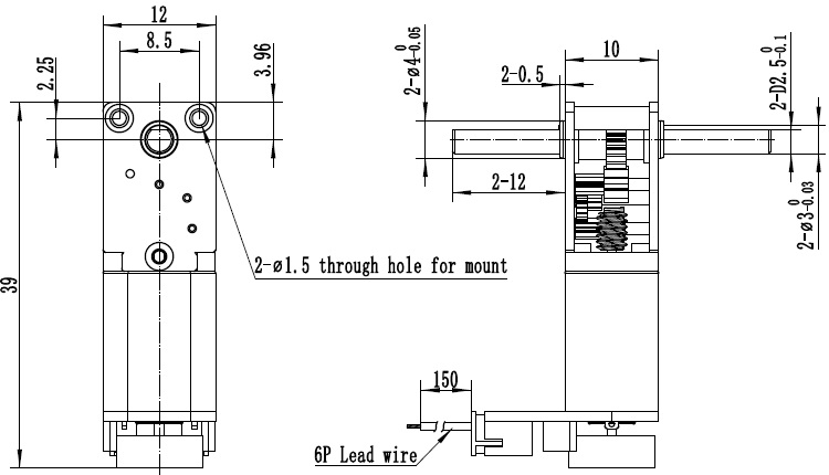 N20 high torque low speed dcgear motor 12V double output shaft worm with encoder motor suitable for electronic door lock