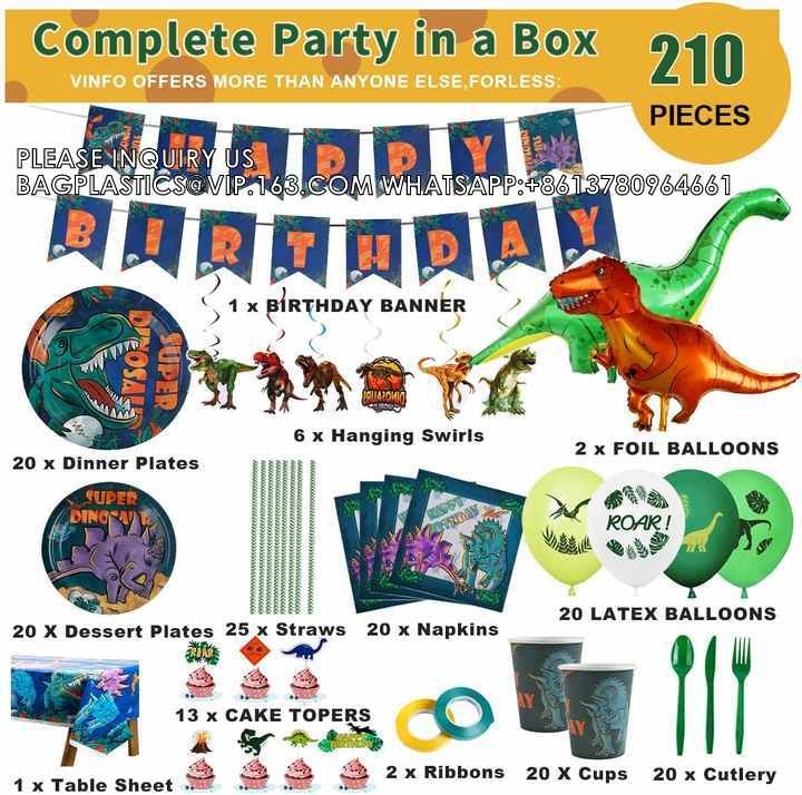 Customized Party Tableware Set For Dinosaur Party Customized Paper Plate Paper Cup Napkin For Kids Dinosaur Party