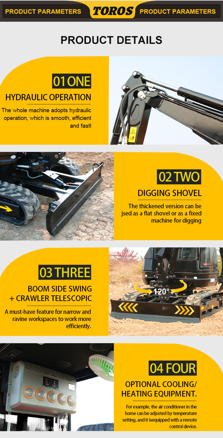 Crawler Toros Mini Excavator 2.6 Ton Small Digging Equipment For Road Repair