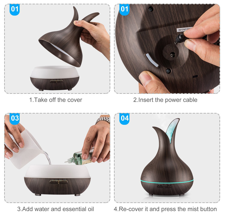 Elegant Vase Shaped 400ml Wood Grain Aromat Diffuser