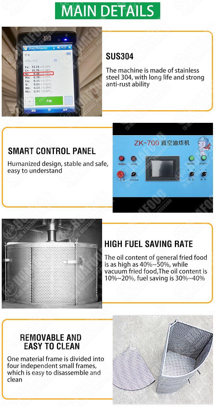 Vacuum Automatic Fryer Machine Low Temperature Fruit Vegetable Fried Machine