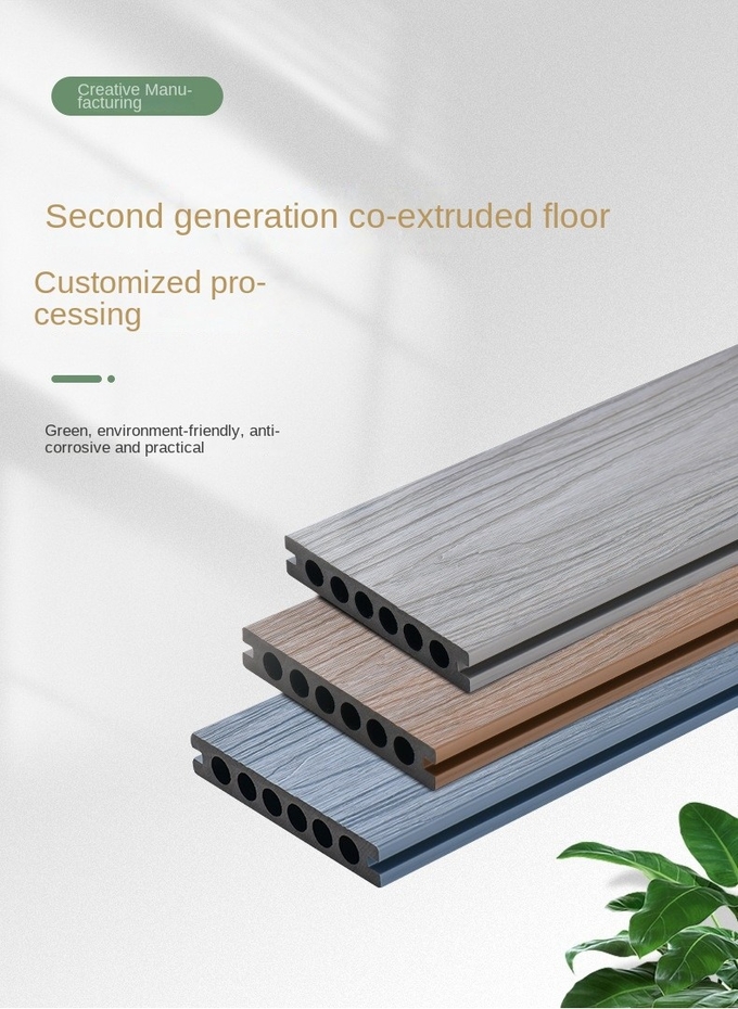 Waterproof Outdoor Plastic Wood Planks 140x23mm WPC Exterior Panel Decor Decking Flooring Material
