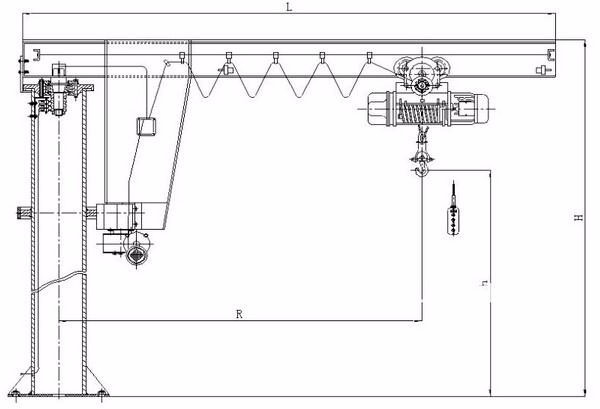 180 Degree Rotating 2.5T Swing Jib Crane Lifting Speed 5.6m/Min CE Certificate