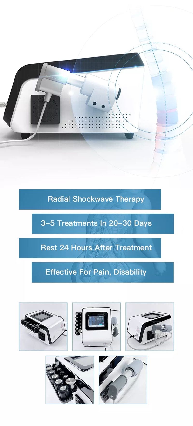 ESWT Phyiso Radial Shockwave Therapy Machine 200mj Energy 16Hz Frequency For Panin Relief