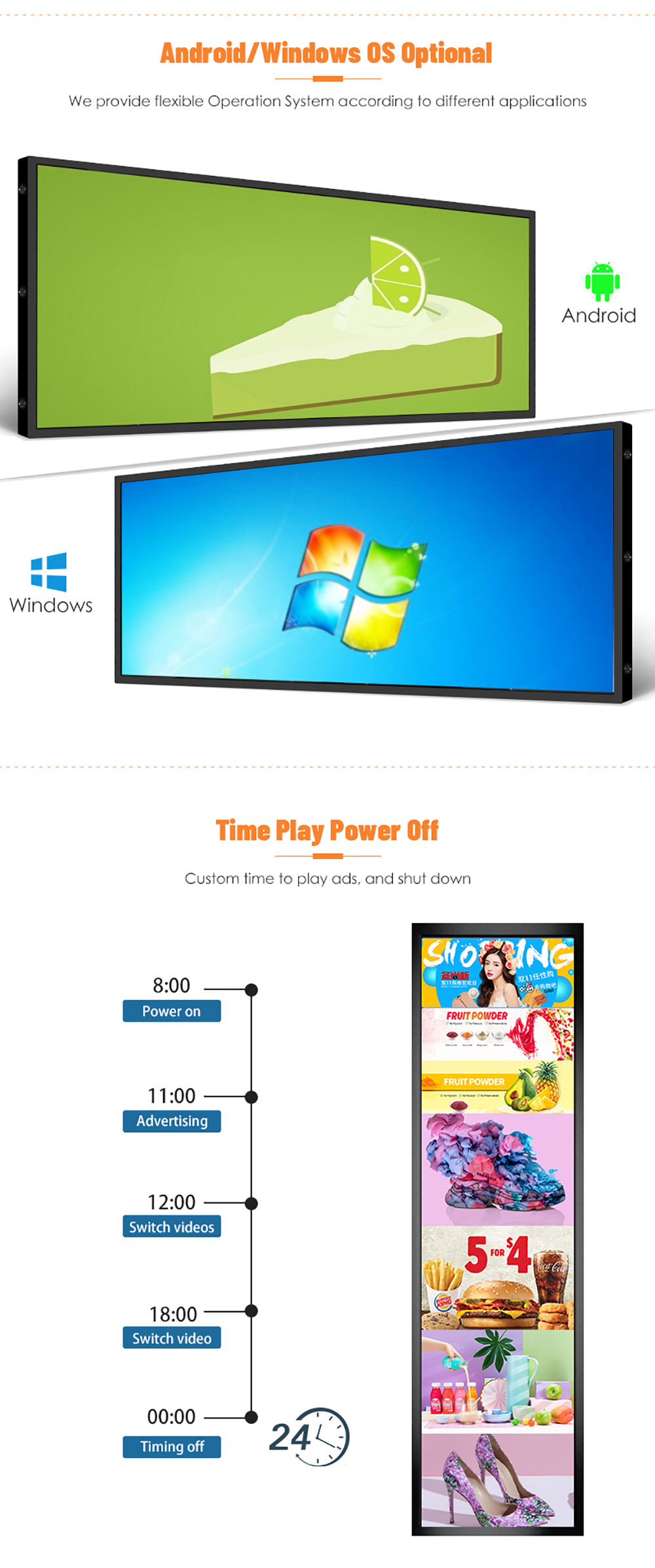 19 Inch Ultra Long Digital Advertising Lcd Stretched Bar Display