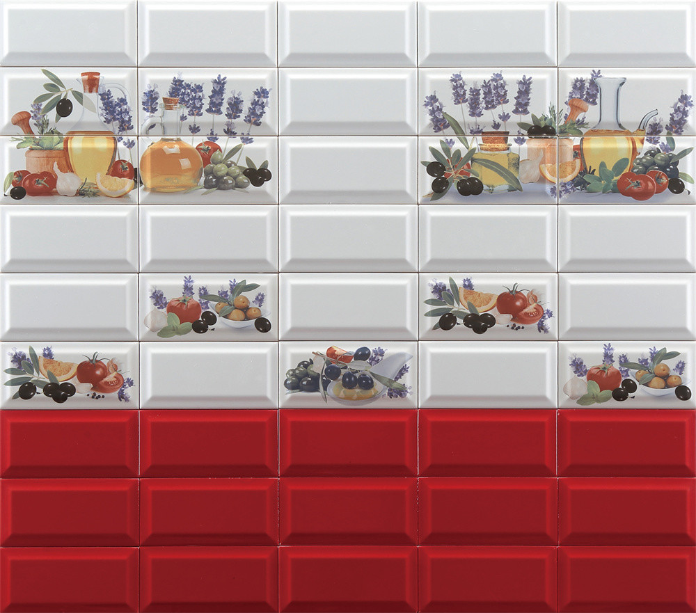 A Scene Of Harvest ,SGS White Body Glossy 7.5x15.2cm Subway Porcelain Wall Tiles For Home Embellishment And Dining Room