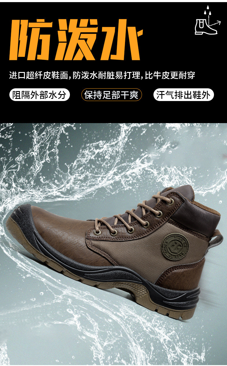PU Injection Men's Work Boots With Kevlar Midsole And Microfiber Leather Design