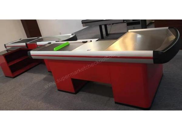 Red Electric Retail Outlet Cashier Checkout Counter / Automatic Cash Register