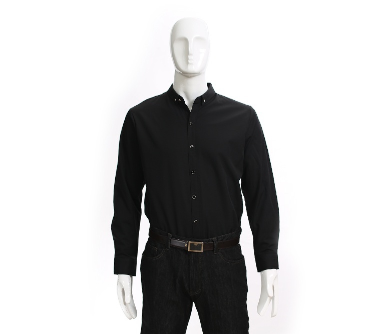 Long Sleeve Tuxedo Bamboo T Shirt For Formal Ocasion Autumn Solid Color