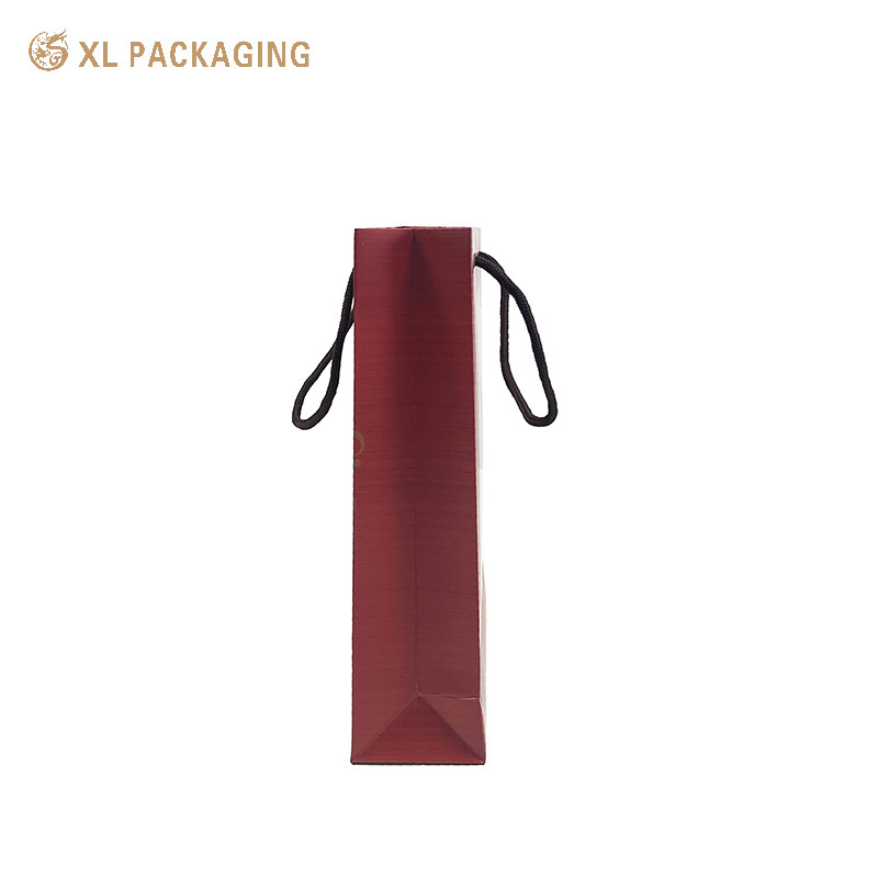 Eco Friendly Color Single Bottle Cardboard High Grade Packing Custom Logo Recycled Gift Wine Carrier Tote Bag