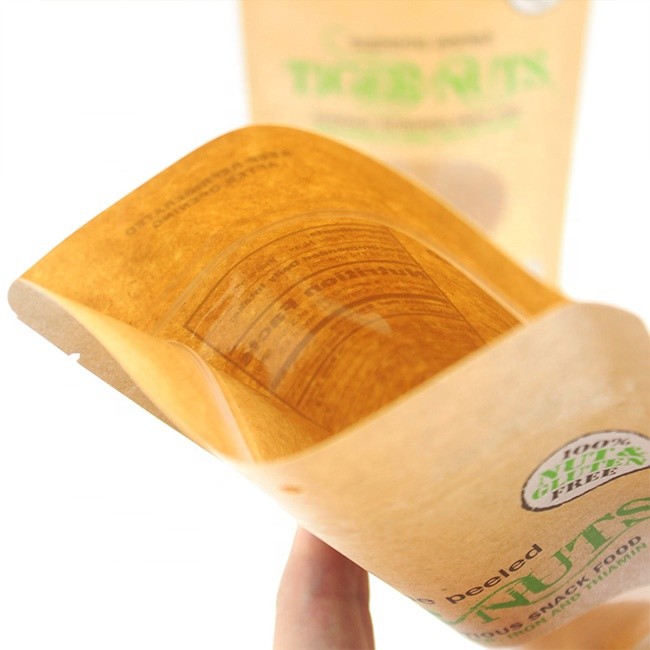 Kraft Stand up Pouch Printed Paper Tea Bag Custom Zipper Lock Heat Seal Printed Pouch