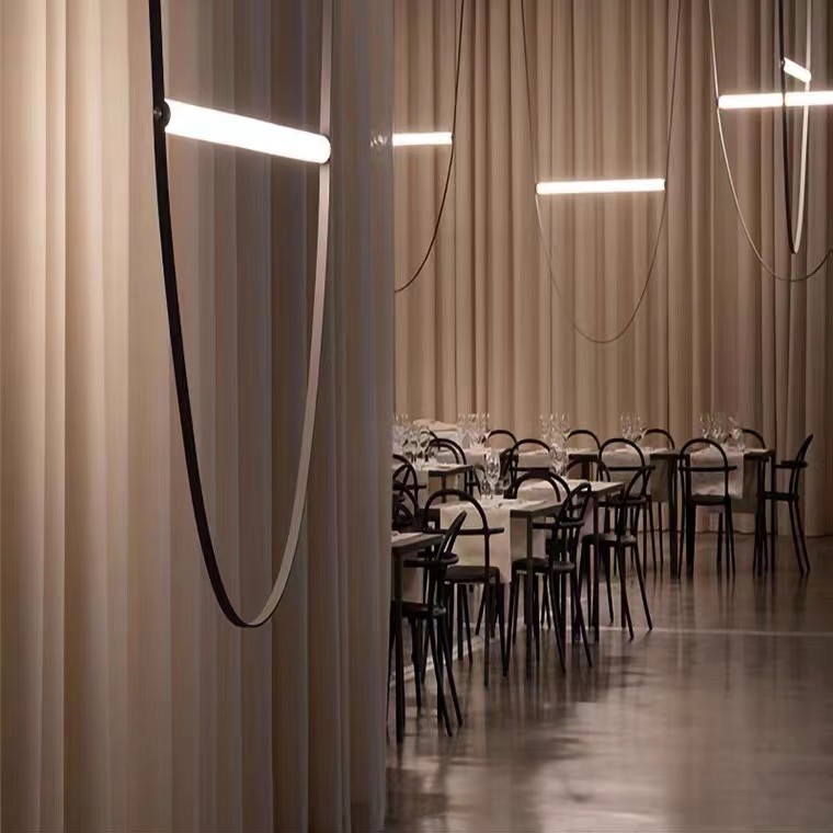 Nordic Home Restaurant Leather Lighting Modern Clearly Glass Shade large Chandelier For Bar