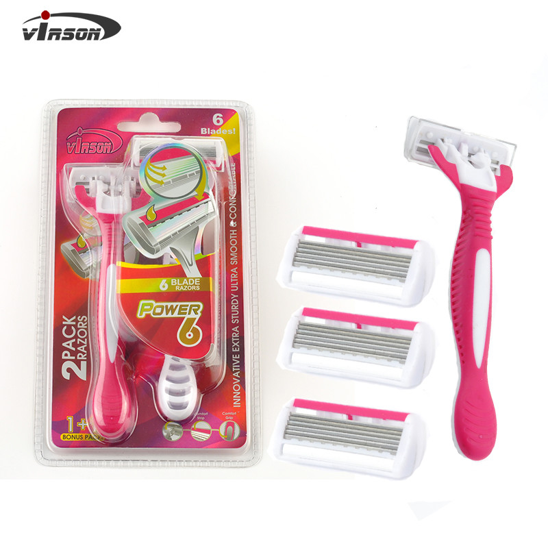 6 Blades Disposable Facial Razor Women with Razor Head Cover