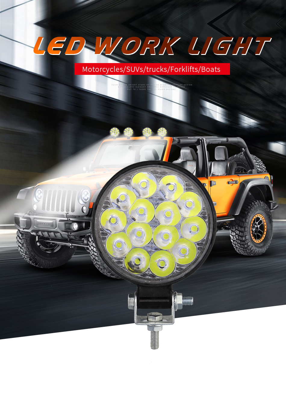 4X4 Offroad Headlight 14SMD 12V-80V Double Color Truck Spotlights