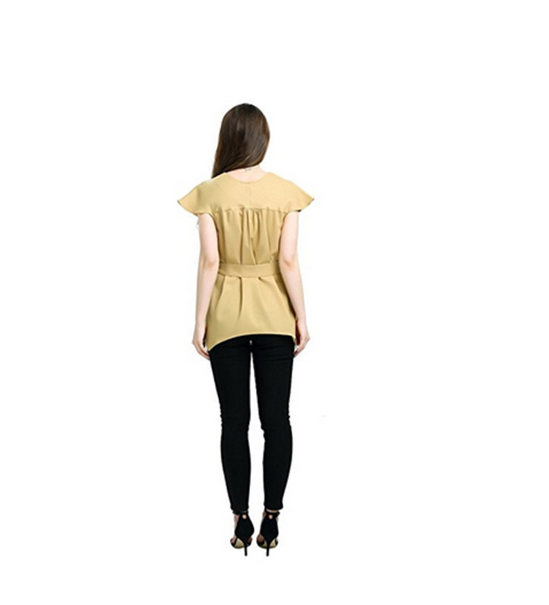 Newest Design Women Blouse With Belt Hot Sale