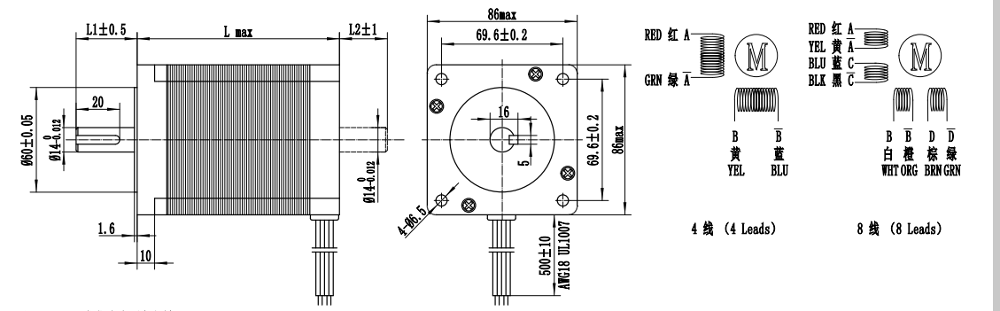 nema 34 Cnc stepper motor 45kgcm 4.5nm 5.5a 2 Phase 86x78mm