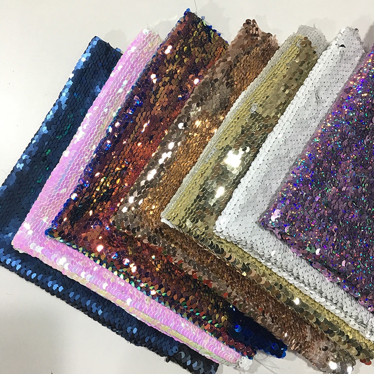 Fish Scale Glitter Sequin Fabric , Sequin Dress Fabric Reversible Tablecloth