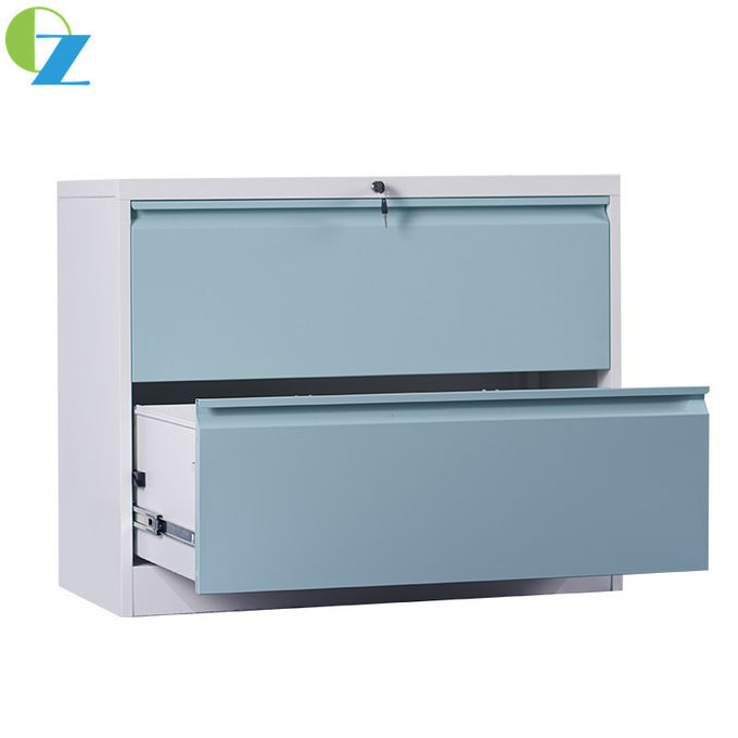 W900mm Cold Rolling Steel Office Lateral File Cabinets 2 Drawer Fully Opened
