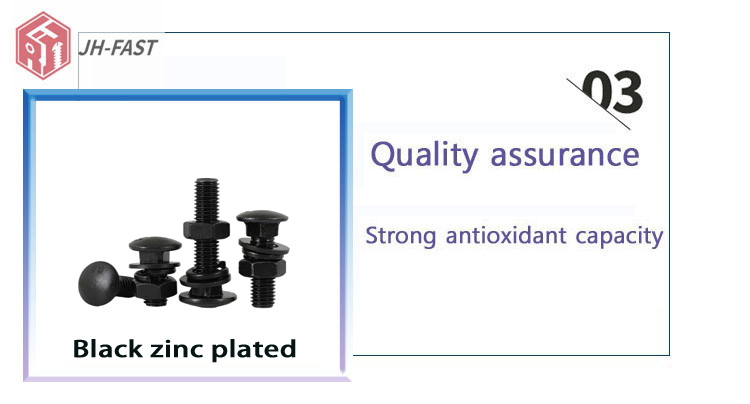 GB Standard Stainless Steel Carriage Bolts Zinc Finish Square Neck Bolts Mushroom Head
