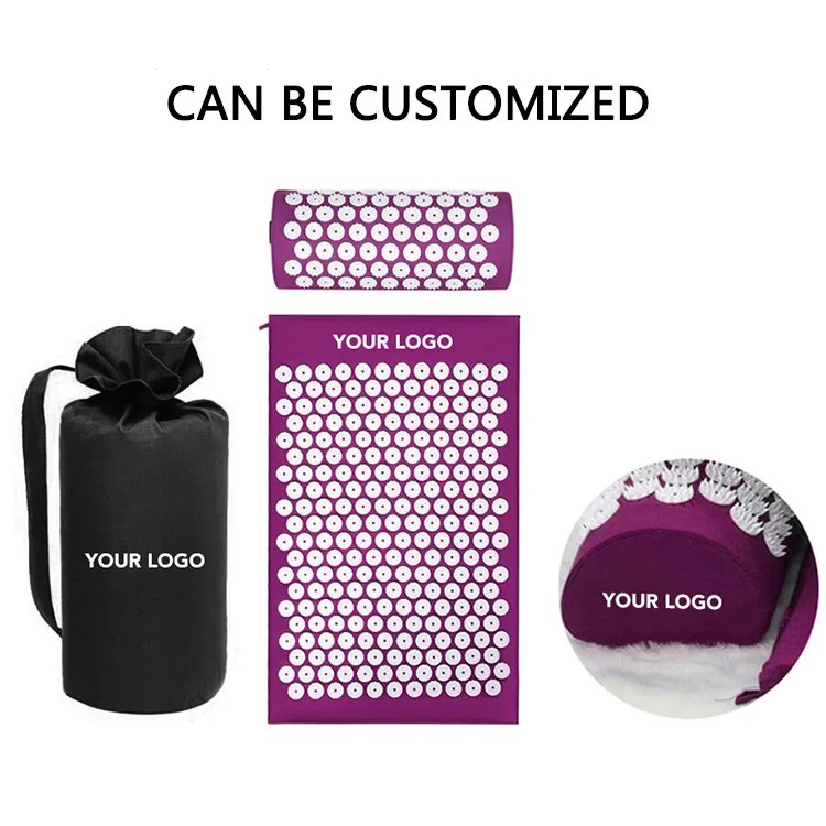 63.5*38.1*2.5cm High Stretchable Gray Massage Acupressure Yoga Mat With Spikes