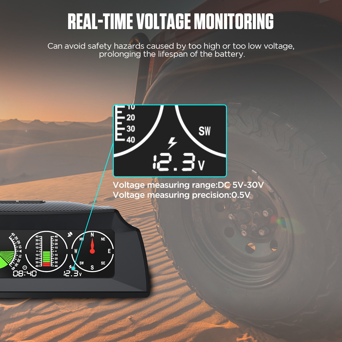 Multifunctional Car Diagnostic Tester GPS/OBD2 Speed PMH KMH Vehicle Inclinometer