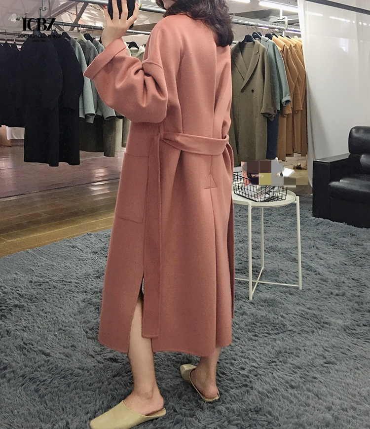 Mid-Length Slim Woolen Coat for Women End Cashmere Coat Standard Thickness Support