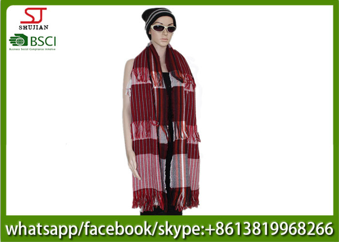 250g 180*83cm 100%Acrylic woven layers tassel scarf factory keep warm fashion stripe hot sale new style poncho