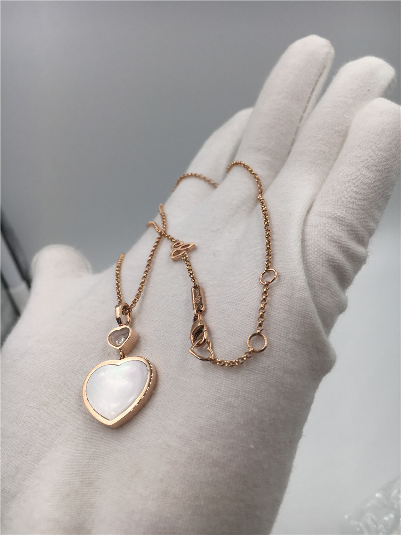 Women'S Natural Diamond Heart Pendant 18K Gold 45cm Length With Handmade