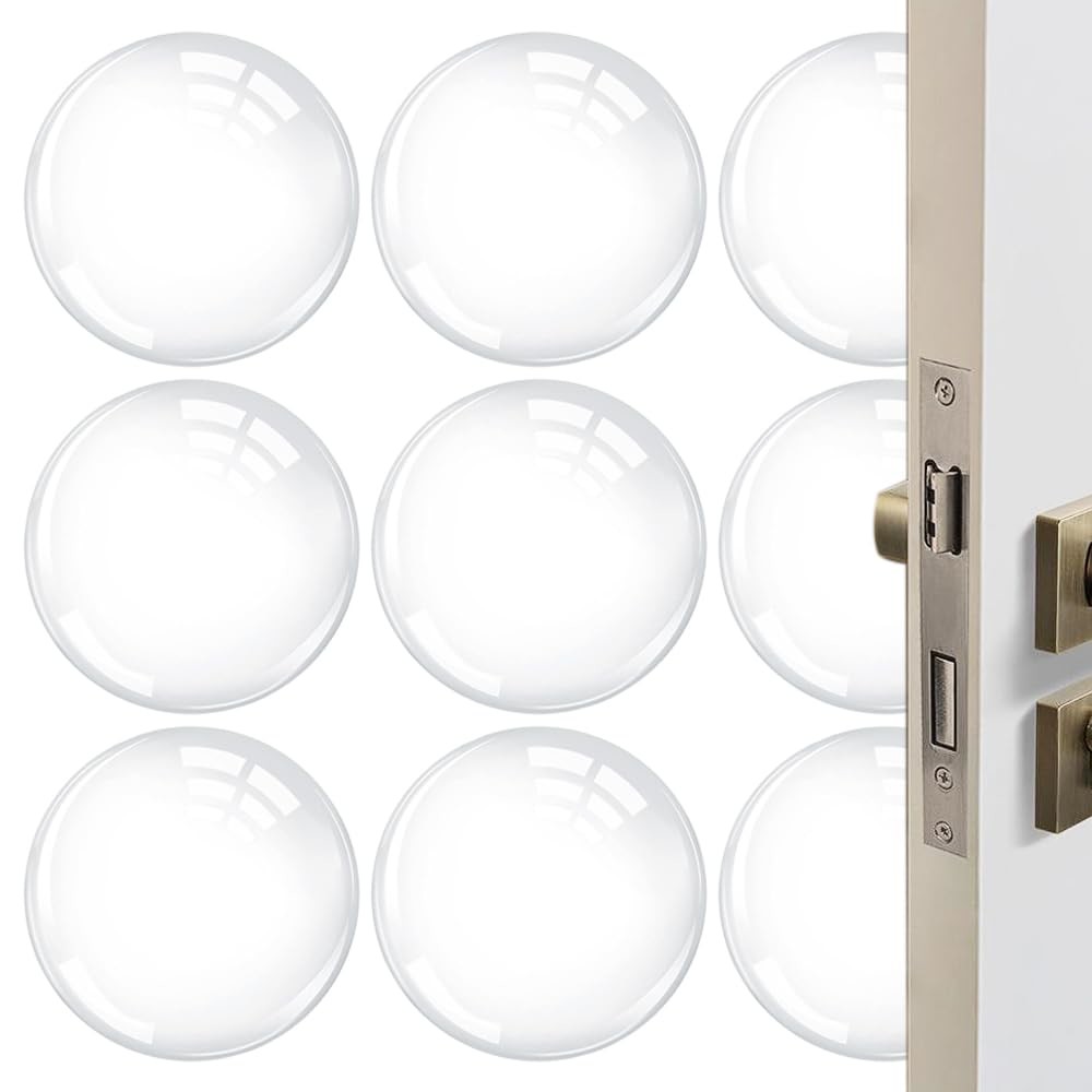 Wall Door Handle Stopper Door Knob Wall Shield Transparent Round Silicone Guard Door Stopper Wall Protector