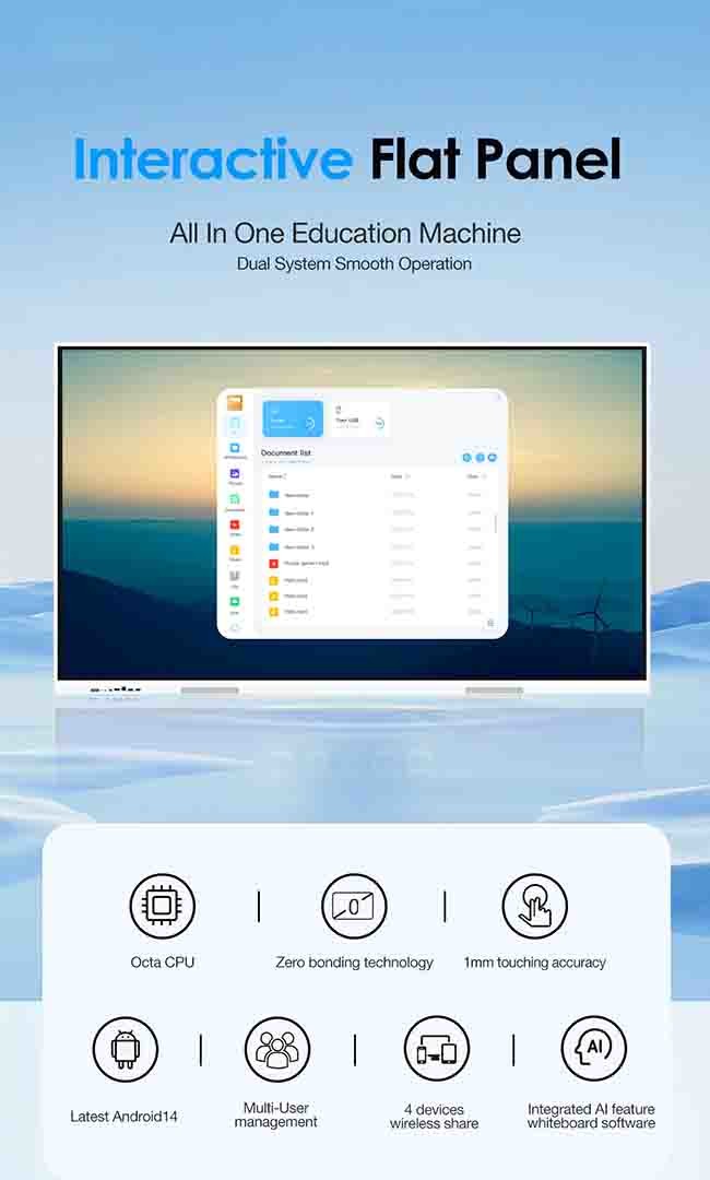 3840*2160px Electronic Interactive Whiteboard 86 Inch Smart Board FCC Approval