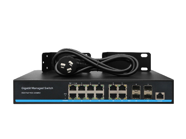 Gigabit 8PoE+4GE+4SFP 8 Port Poe Managed Switch For Security System / VOIP Solution