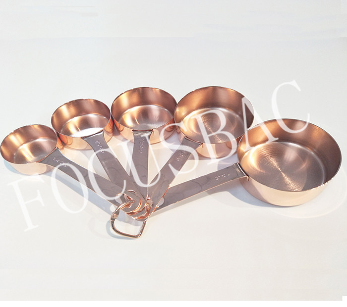 5pcs BPS Free stainless steel copper measuring cup and Spoons for daily use items