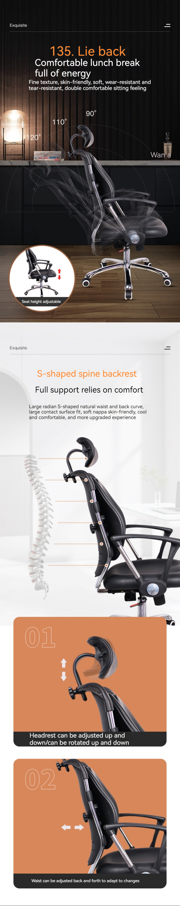 PU Leather Ergonomic Executive Chair with Modern Design Style and 3-Year After-sales