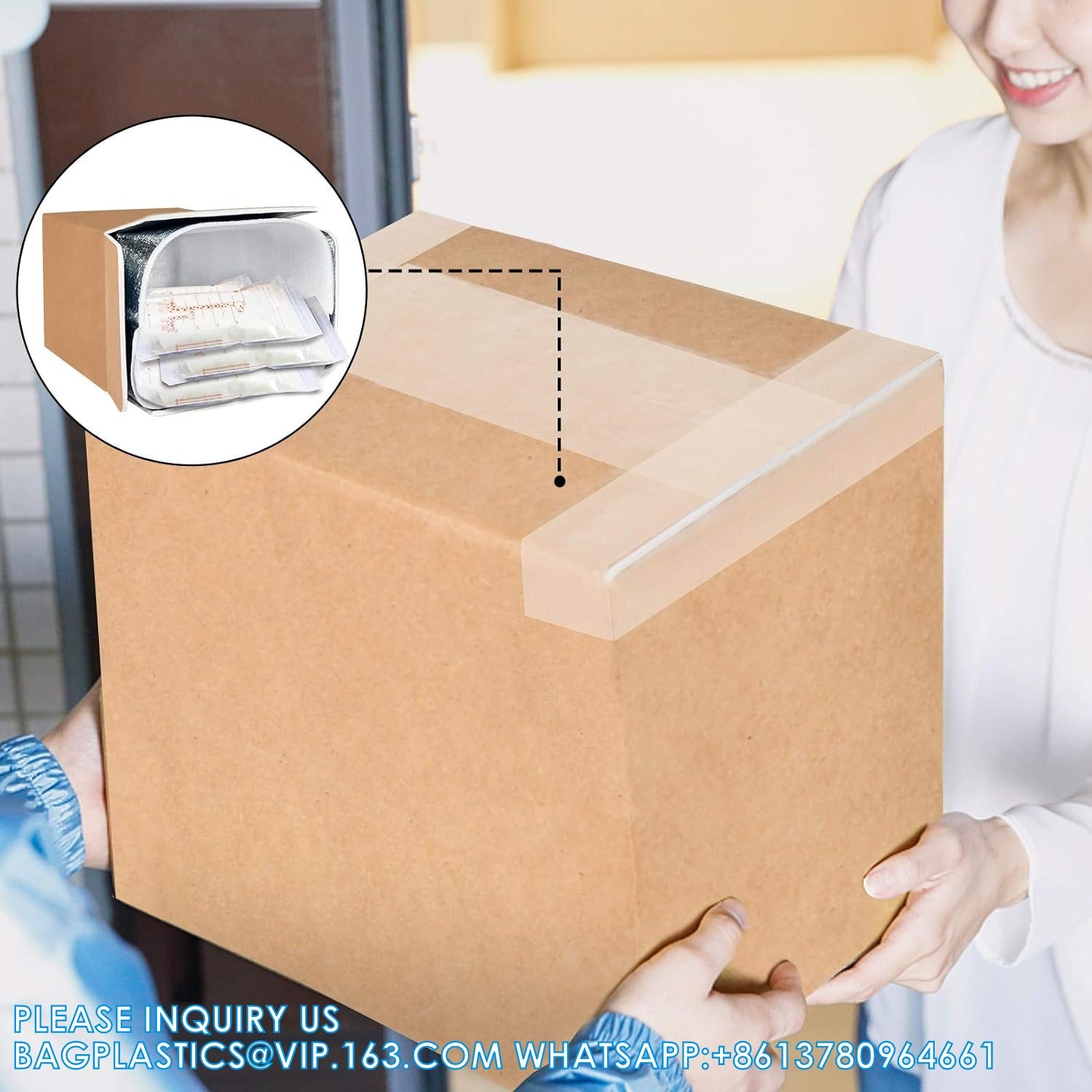 Thermo Chill Double Insulated Carton With Foil Insulated Bag Liner, Small Mailing Box, Shipping Box For Mailing