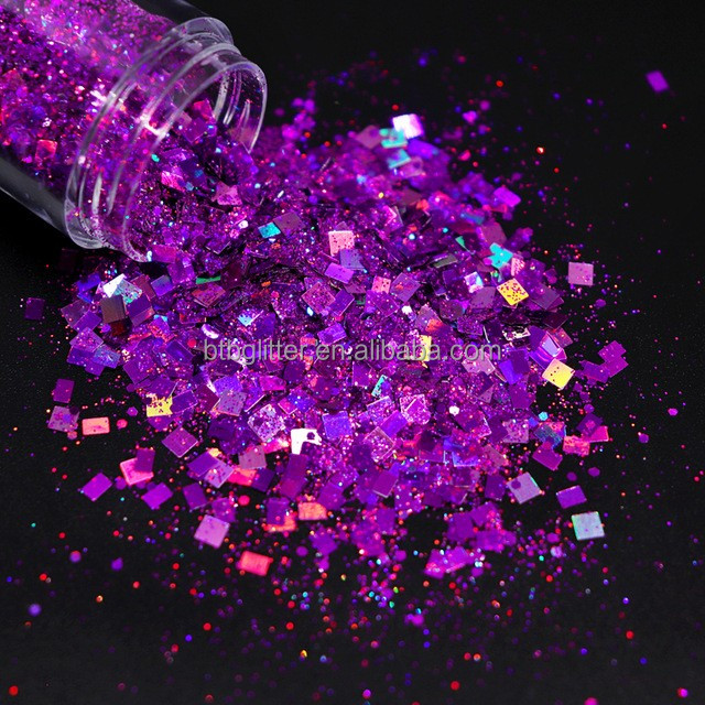 Indoor Ornament Chunky Glitter Powder PET Material Hexagon Shaped Nail Decoration Supplies for Christmas Hexagon Mixed