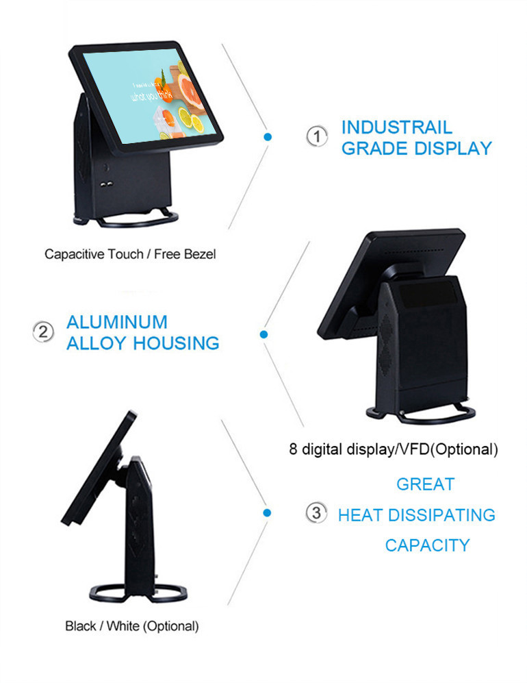 Win7 OS Point Of Sale Terminal Restaurant Pos System With Aluminium Alloy Housing