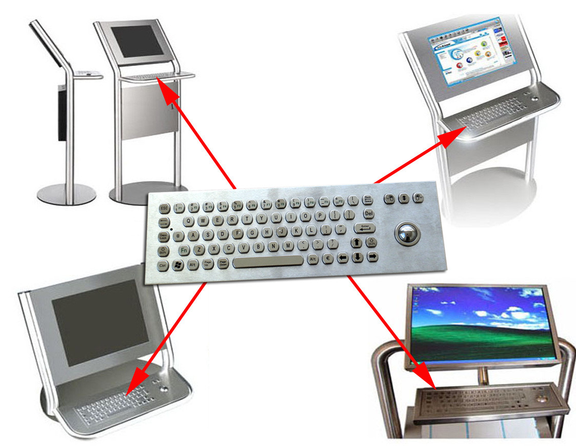 67 Keys Ruggedized Keyboard / Metal Computer Keyboard with Laser Trackball