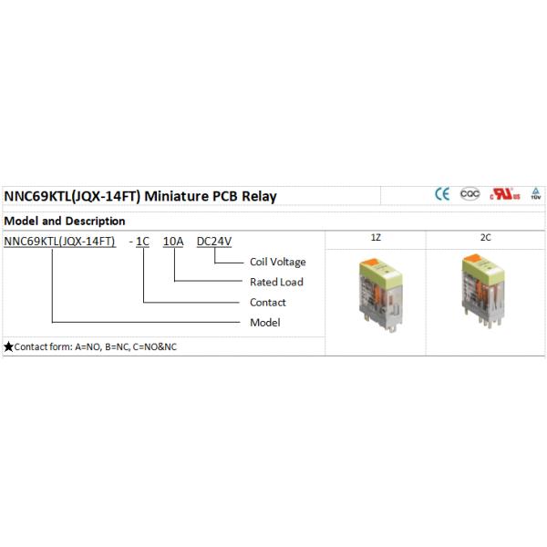 NNC Miniature PCB Transparent Relay NNC69KTL Relay with LED Indicator and lockable test button