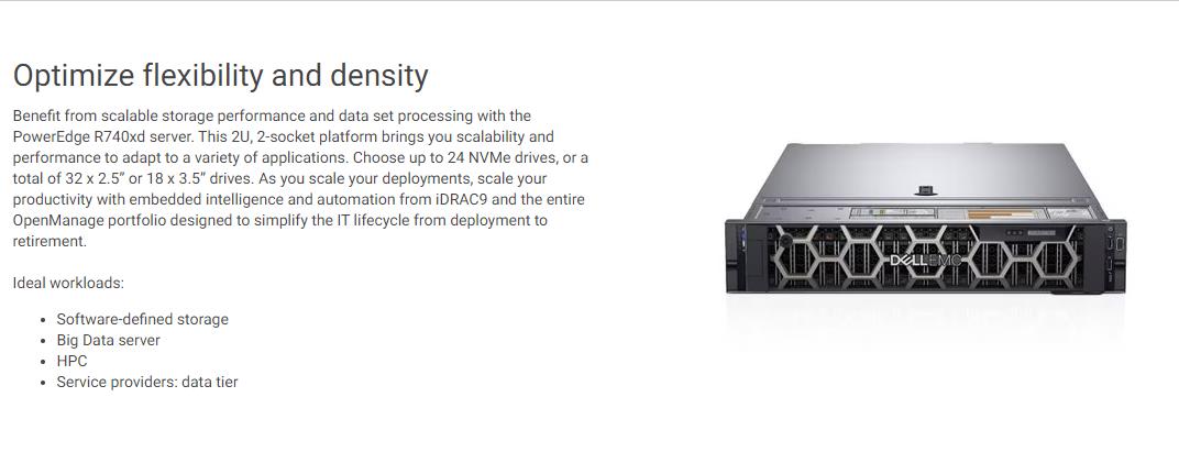 Server 2U R740 4210R/8G*1/600G SAS 10K*1/H750/DVD/750W*1 PowerEdge R740 D ELL rack server