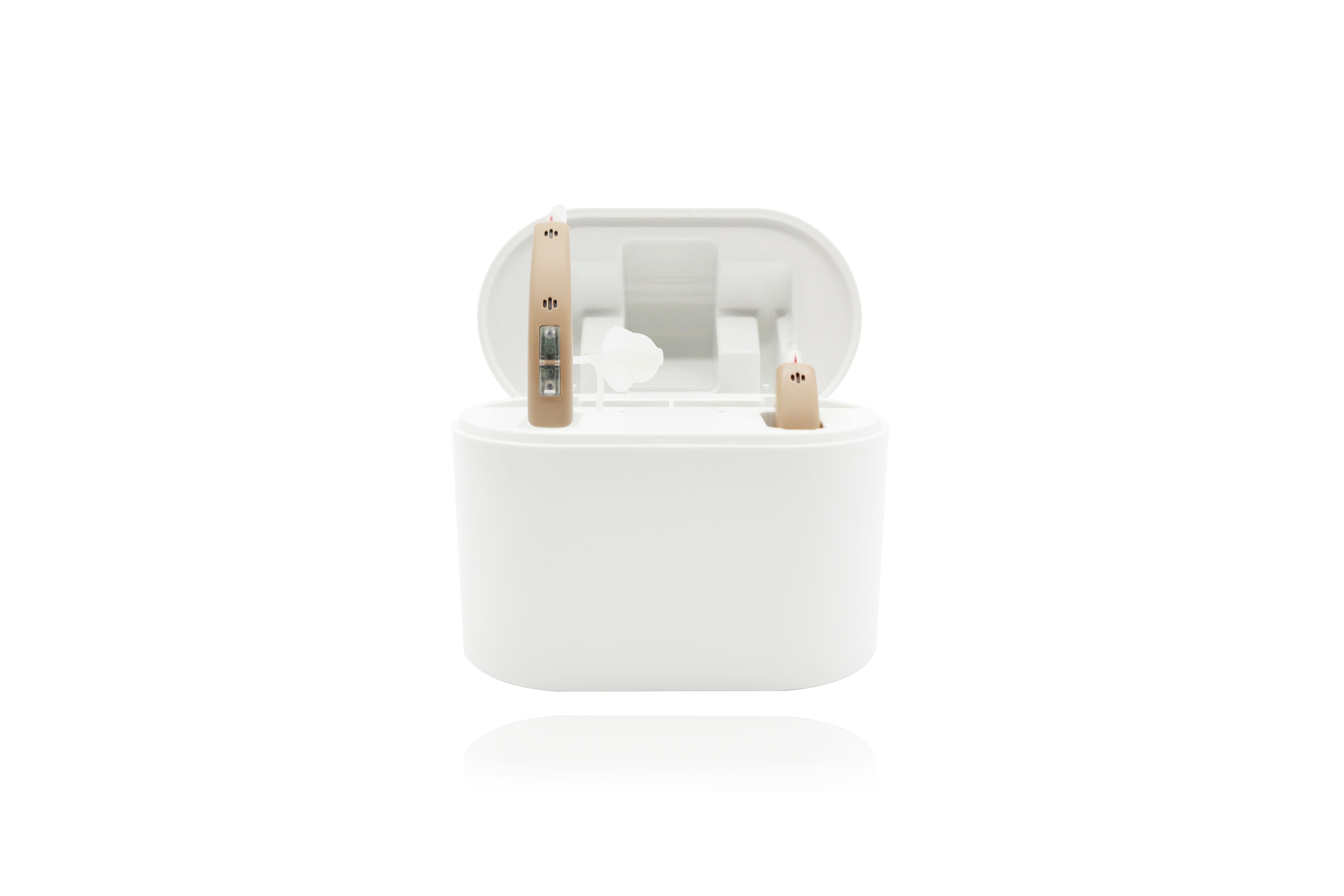 Grey Rechargeable Bluetooth Hearing Aids For Profound Sensorineural Hearing Loss
